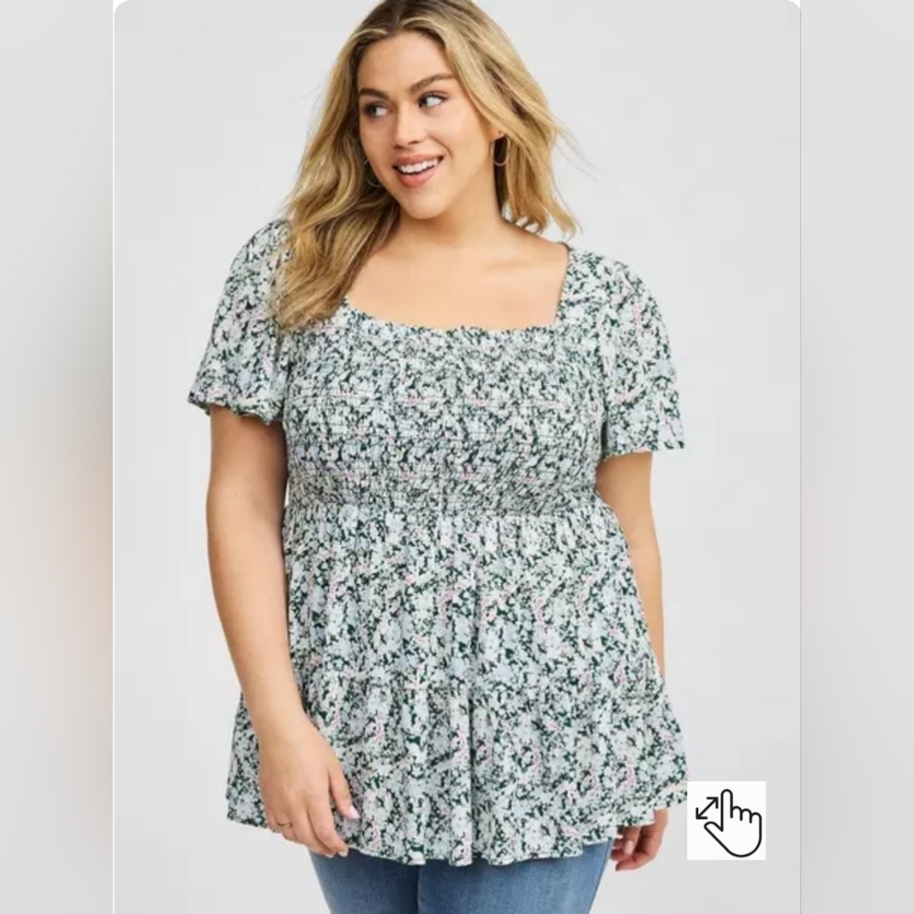 Babydoll Washable Gauze Smocked Tiered Top